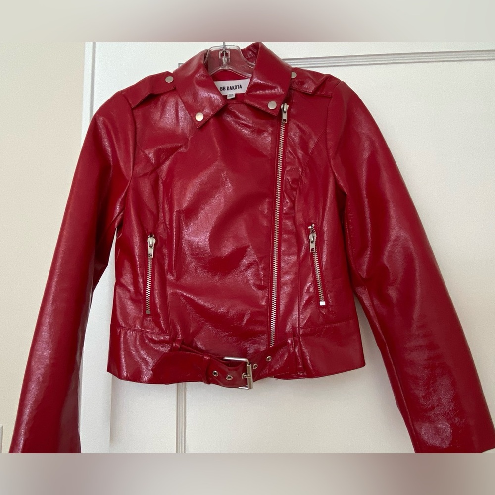 Red patent leather jacket